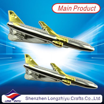 Custom Two Tone Plated Airplane Tie Clip Tie Pin for Men (lzy00016)